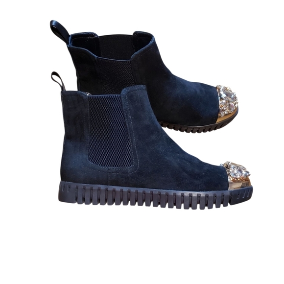 Kristi Belle Shoes - Anthropologie Kristi Belle Black Suede Jeweled Boots 36 / 5.5